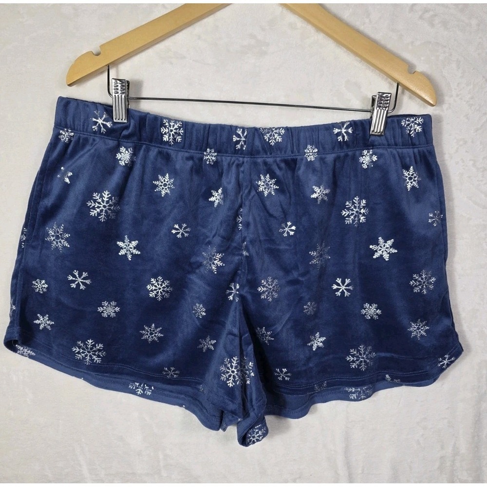 Sleep Chic XL Blue Velour Pajama Set Snowflake Print Long Sleeve Soft Lounge - Picture 10 of 15